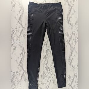 Athleta Small Leggings With Reflective Trim Black Gray